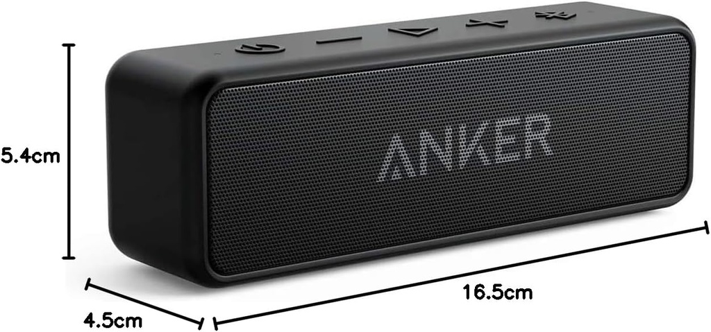 Anker Portable Bluetooth Speaker, SoundCore 2 Wireless Speaker with Powerful Bass, 24 Hours Battery Life, 20m Range, IPX7 Waterproof and Built-in Microphone - Black - Additional Image