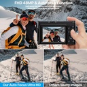 4K Digital Camera, Compact Camera 48MP 16X Digital Zoom 180° Flip Screen with Autofocus, Flash, Charging Dock, 2 Batteries, 32GB Card for Beginners, Kids, Vlogging - Additional Image