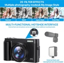 4K Digital Camera, Compact Camera 48MP 16X Digital Zoom 180° Flip Screen with Autofocus, Flash, Charging Dock, 2 Batteries, 32GB Card for Beginners, Kids, Vlogging - Additional Image
