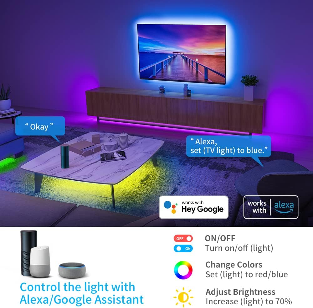 Govee 5 m LED Strip, WiFi RGB LED Strip, Multi-Colour, App Control, Music Mode, LED Bedroom Compatible with Alexa and Google Home, Decor for Home, Kitchen, Living Room, Party - Additional Image
