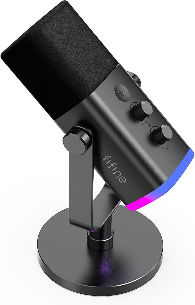 FIFINE USB/XLR Streaming Dynamic Mic for PC, RGB Cardioid Microphone for Gaming, Podcasting, Broadcasting, Voice Recording, for PS4/5 Mac PC Mixer Sound Cards - Additional Image