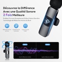 Qhot Wireless Tie Mic for iPhone, Clip-on Lavalier Wireless Bluetooth Microphone for Video Recording, Live Streaming, Podcast, Vlog, Youtube/TikTok (USB-C/ 2MIC) - Additional Image