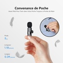 Qhot Wireless Tie Mic for iPhone, Clip-on Lavalier Wireless Bluetooth Microphone for Video Recording, Live Streaming, Podcast, Vlog, Youtube/TikTok (USB-C/ 2MIC) - Additional Image