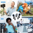 Qhot Wireless Tie Mic for iPhone, Clip-on Lavalier Wireless Bluetooth Microphone for Video Recording, Live Streaming, Podcast, Vlog, Youtube/TikTok (USB-C/ 2MIC) - Additional Image