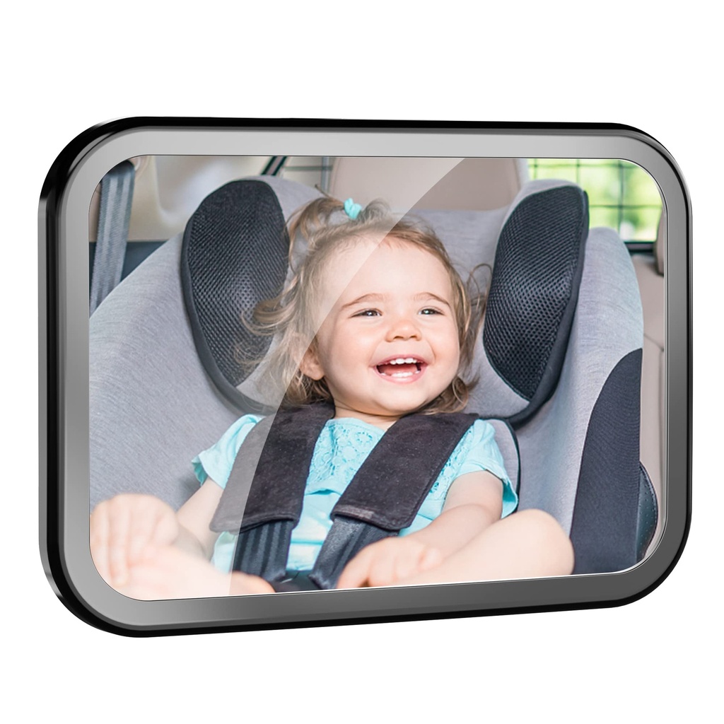 Baby Car Mirror, Rear Facing Car Mirror with Wide and Unobstructed View, Unbreakable & Adjustable Convex Rear Seat Mirror for Infants, Flexible and Stable