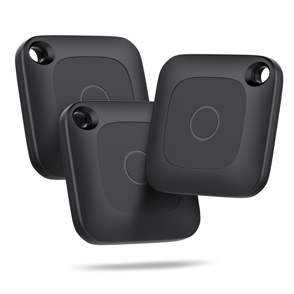 Hoxe 3 Pcs Object Locator Tracker, Air Tracker Tag Compatible with Locate App (iOS Only), 100dB Beep, Global Tracking, Replaceable Battery, Tracer for Keys/Suitcase/Bags and More, 3 Pieces