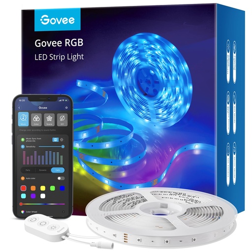 Govee 5 m LED Strip, WiFi RGB LED Strip, Multi-Colour, App Control, Music Mode, LED Bedroom Compatible with Alexa and Google Home, Decor for Home, Kitchen, Living Room, Party
