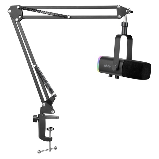 FIFINE USB/XLR Streaming Microphone Gaming for PC PS4 PS5, RGB Cardioid Dynamic Microphone with Stand, for Mixer Sound Cards, for Gaming, Podcasting, Broadcasting, Voice Recording