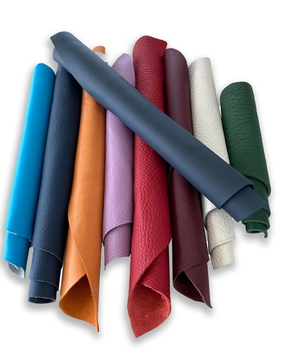 IPEA 1 kg Chutes de Cuir Colorés - Découpes Colorés de Vraie Cuir de Couleurs Mélangées en Tailles Aléatoires - Pièces de Cuir de Formes variées - Restes de Production Artisanale