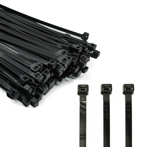 ERKO 100 Pieces Professional Cable Ties 100 x 2.5 mm Cable Tie Handle Black Color Temperature Resistant 100 x 2,5 mm - 100 pièces Noir