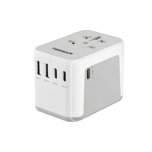 TESSAN Universal Plug Adapter, Universal Travel Adapter with 2 USB and 3 Type C, International Travel Accessories France to USA English Thailand Australia China Japan