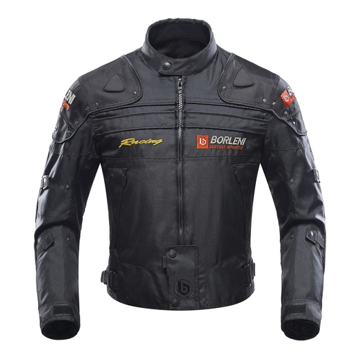 BORLENI Motorcycle Jacket, Motorcycle Jacket 4 Season Protective Gear Motorcycle Windproof with 5 Protectors Motorcycle Clothing for Men and Women, Black, L