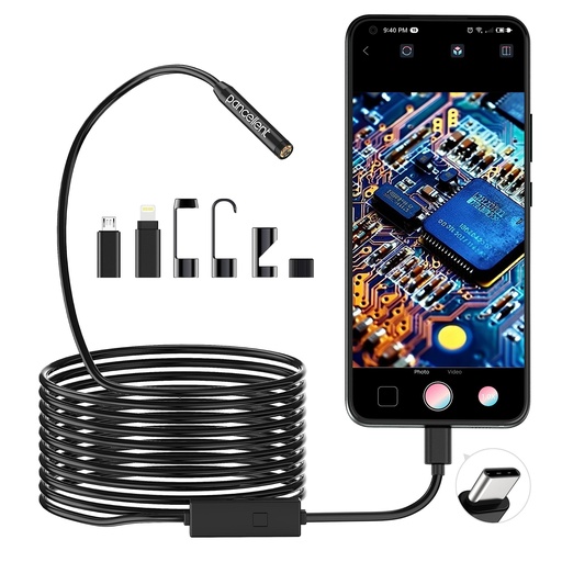 Endoscopic Inspection Snake 1920P HD Endoscopic pancellent Type C Camera with 8 LED Lights for Android and iOS Smartphone, iPhone, iPad, Samsung (5M)