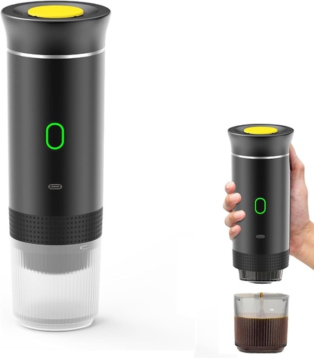 Electric Espresso Machine Portable Cordless Self-Heating Espresso Coffee Machine 60ml Travel Espresso Coffee Machine for Nespresso Ground Coffee Capsule Camping Car RV Hiking Office